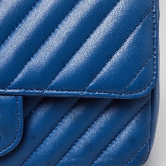 Chanel Blue Chevron Quilted Lambskin Leather Classic Mini Rectangular Bag - Picture 11 of 12